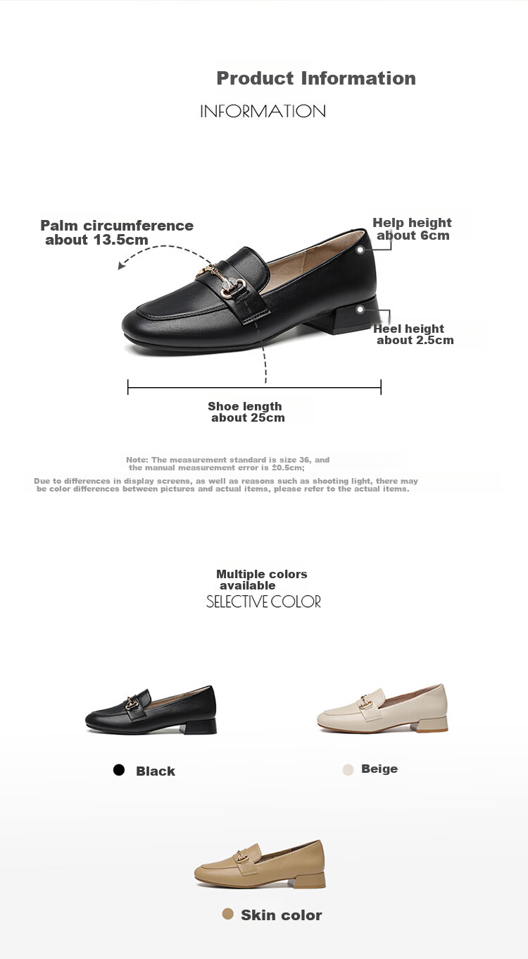 Dusto Low-Heel Women's Shoes, 2026 New Spring Style, Soft-Soled Work Shoes, Black Slip-On Loafers, Small Leather Shoes 3