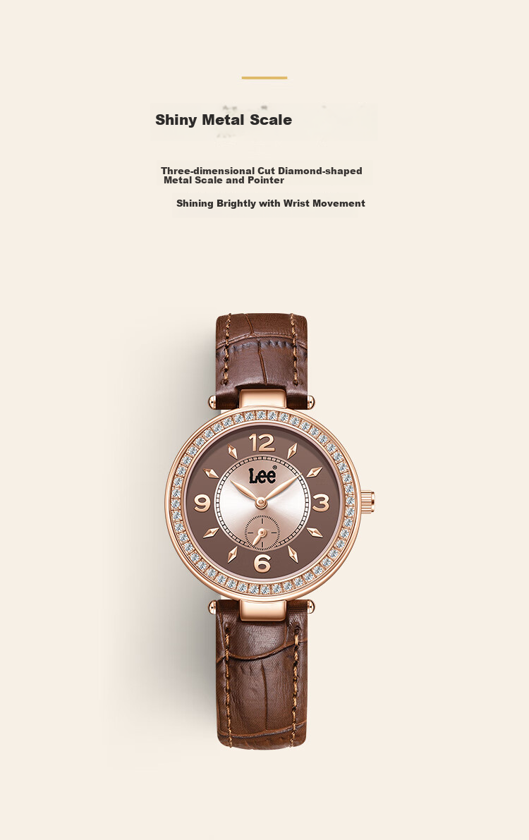 Lee Women's Watch, Simple Leather Strap, Compact Vintage Light Luxury Quartz Watch, Birthday Gift, 2026 New Model M498, Brow 5
