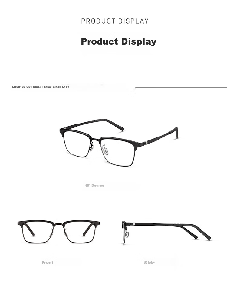 LOHO Thin Steel Series | Ultra-Light Myopia Glasses, Brow Frame Semi-Rimless, Blue Light Blocking, Professional Prescription Available, Men's Eyeglasses 21