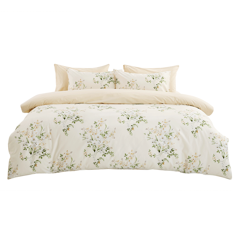 One's Member 60-Count Class A Antibacterial Xinjiang Long-Staple Cotton Bedding Set, Lilac Color, 1.8m Bed Sheet Style
