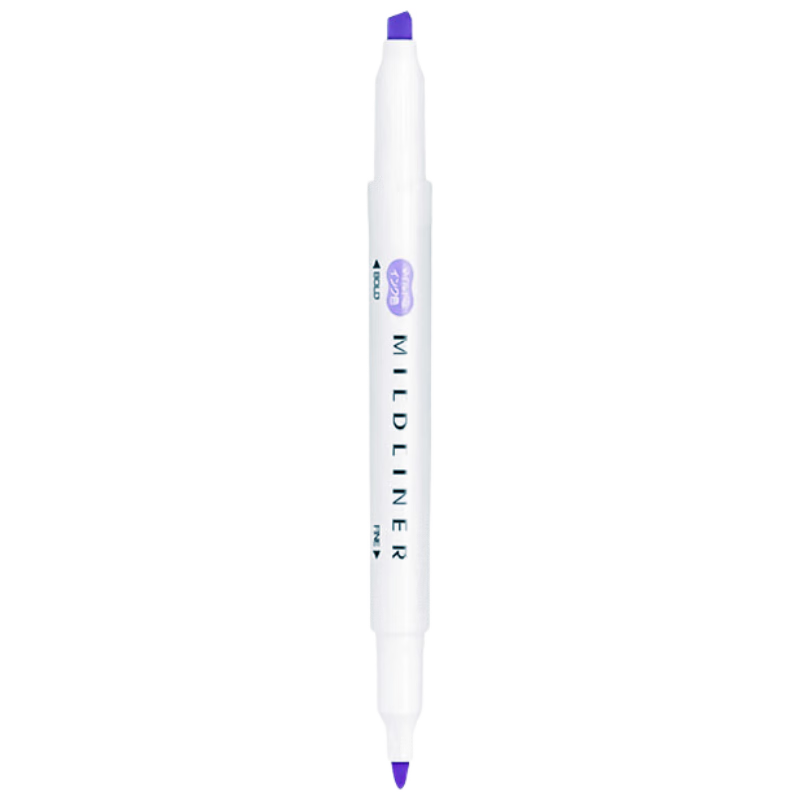 ZEBRA Dual-Tip Soft Highlighter, Mildliner Series Single Color Marking Pen, Student Marker, WKT7, Soft Purple