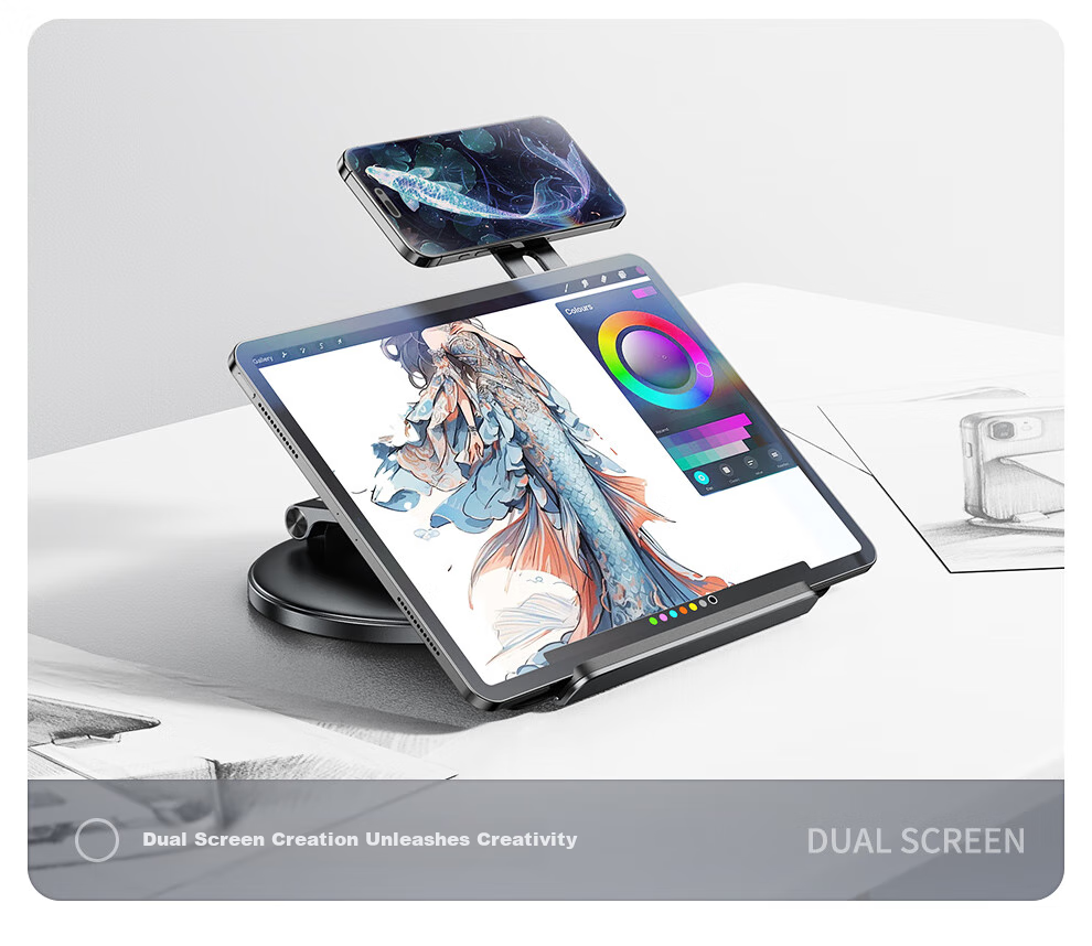 Xiaotian Phone Stand, Desktop IPad Tablet Support Stand, Aluminum Alloy, 360-Degree Rotating, Foldable Tablet Stand, Metal, Adjustable Height, Live Streaming And Drawing, 2025 New Model 5