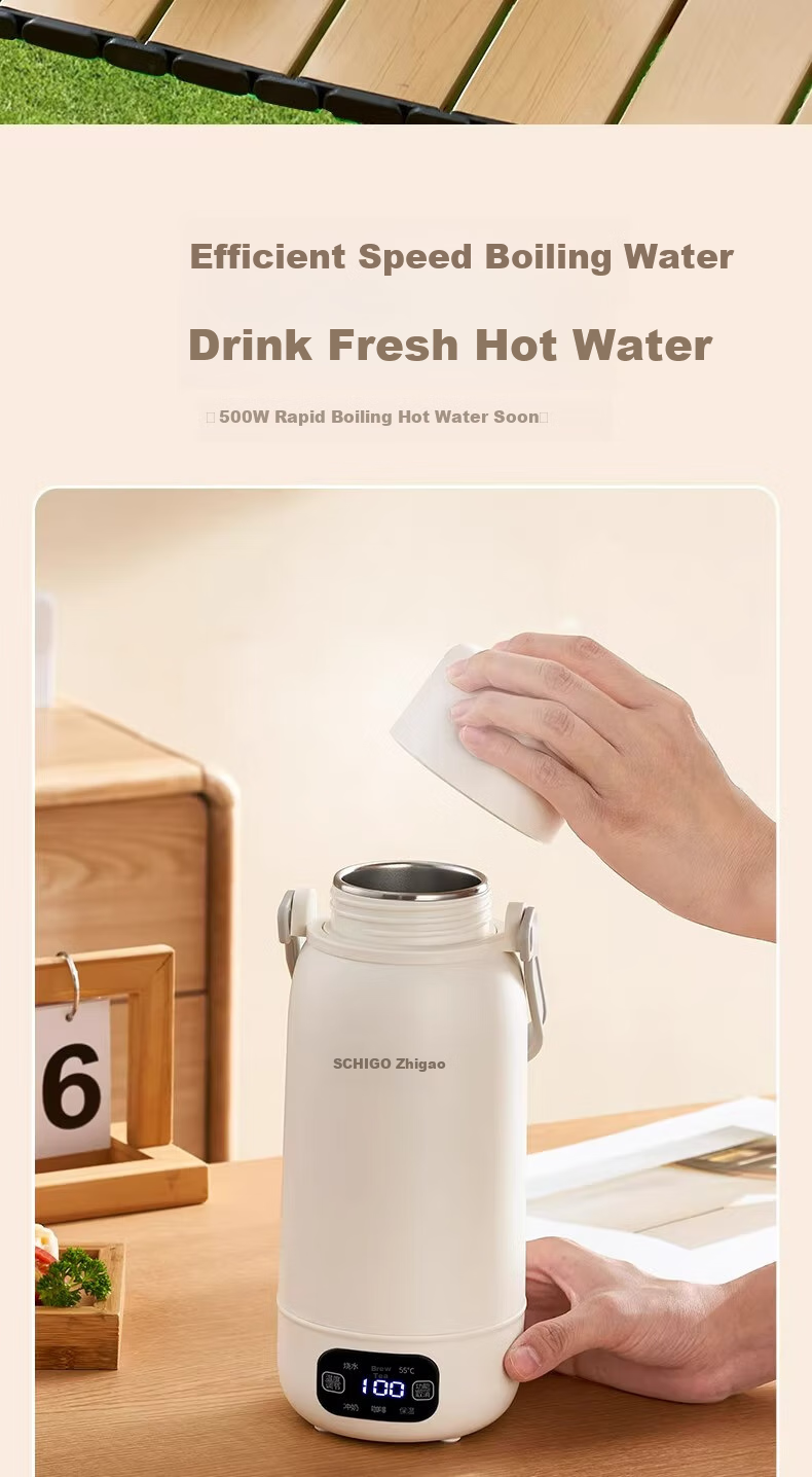 CHIGO Portable Electric Kettle, Travel Thermos, Baby Formula Warmer, Insulated Cup, 1L Large Capacity, 316 Stainless Steel, Birthday Gift 7
