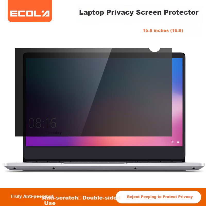ECOLA Computer Privacy Screen Protector, Laptop Screen Film, Privacy Protection Film, Black 15.6-Inch, 16:9 Screen (345mm*195mm) PFT156