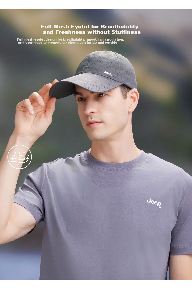 JEEP Baseball Cap for Men And Women, Summer Mesh Quick-Dry Sun Hat, Sports Casual Hiking Cap 2