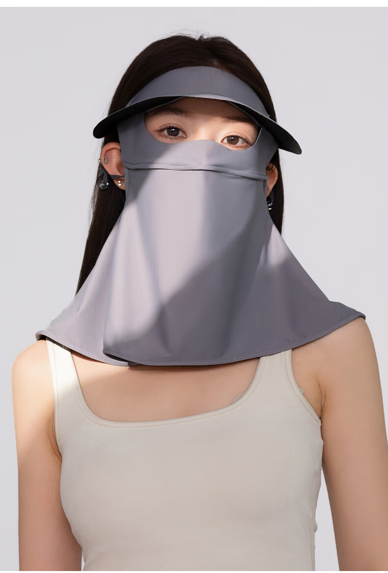 Yalu Sunscreen Face Mask 3D Neck Protection Women's Facekini with Brim UV Protection Black Coated Full Coverage Mask 5