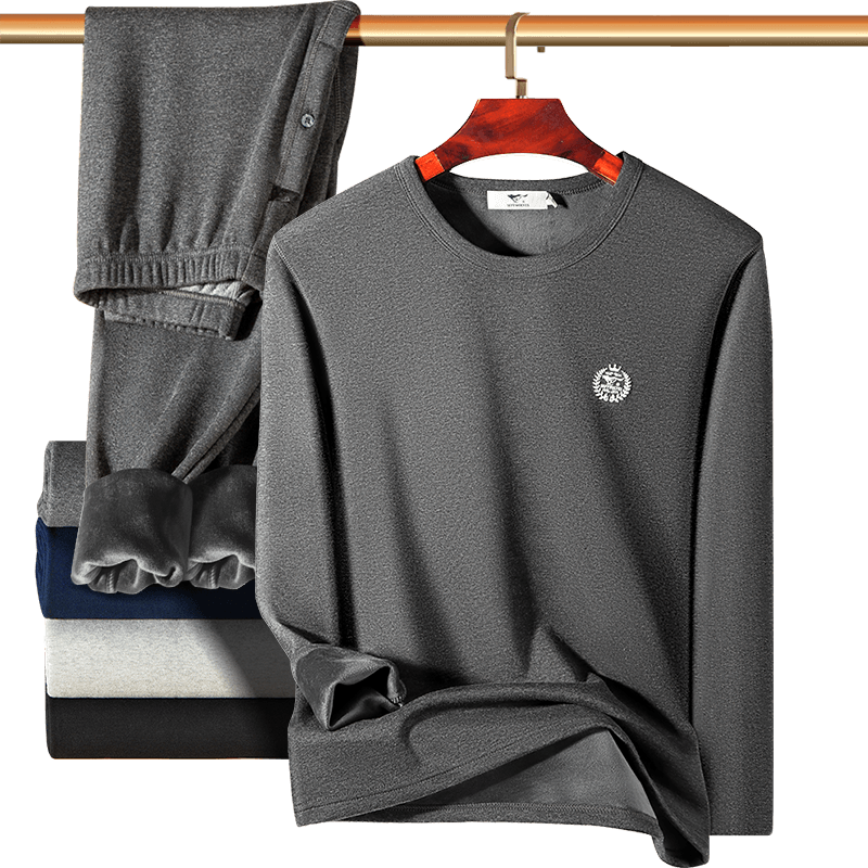 SEPTWOLVES [Double Warmth] Thermal Underwear for Men, Autumn And Winter Fleece-Lined Thickened Top And Bottom, Ultra-Soft Cold-Proof Heat-Generating Plus Size Set