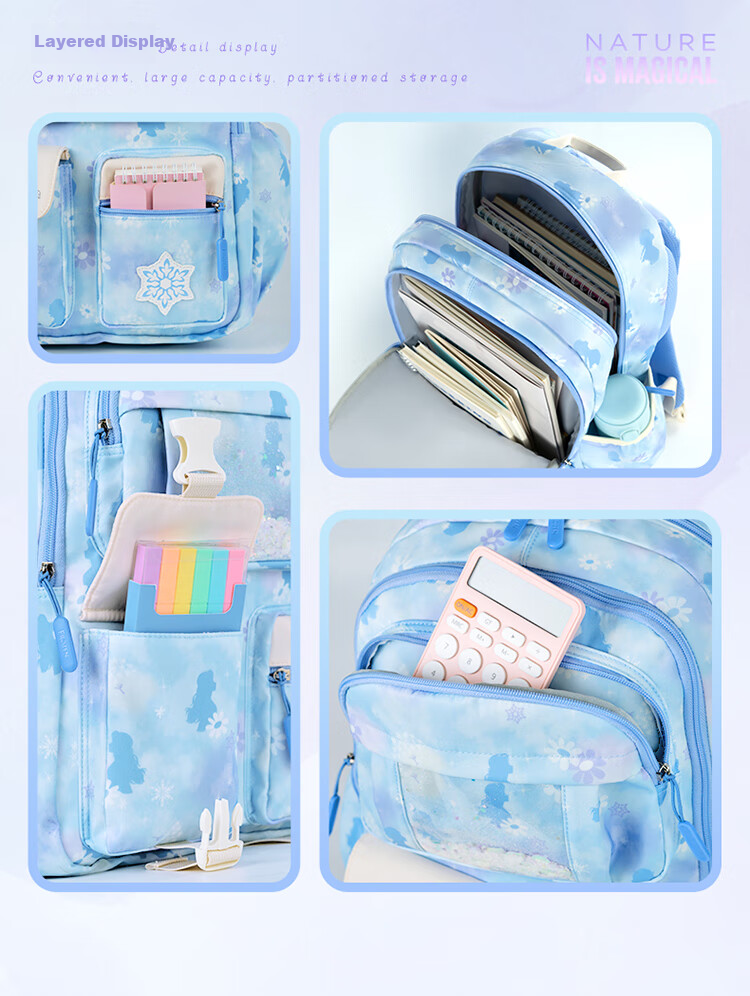 Disney Backpack for Elementary School Students Grades 3-6, Large Capacity, Lightweight, Breathable, Double Shoulder Bag, Strawberry Bear B22032-T1X 3