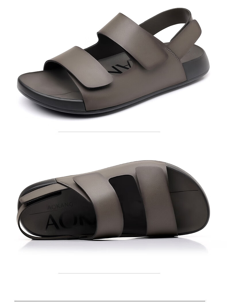 Aokang Men's Summer Sandals Beach Shoes Fashion Outdoor Casual Sports Sandals Birkenstock Style Khaki Size 40 11