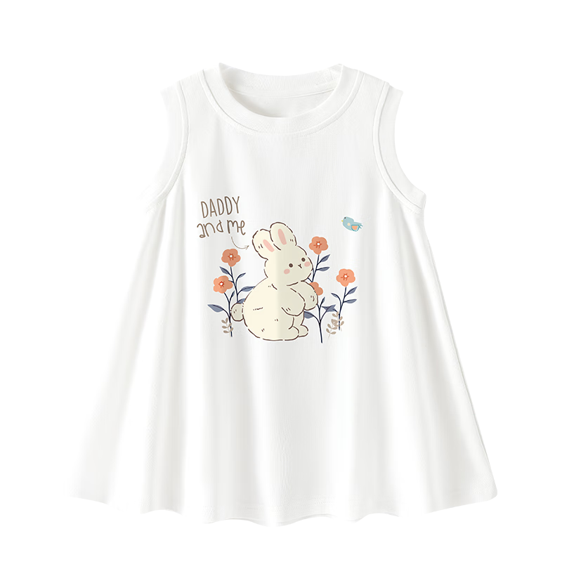 Badibadi Summer Infant Toddler Dress Girls Baby Princess Dress Vest Beach Dress Off-White Little Rabbit Floral 100