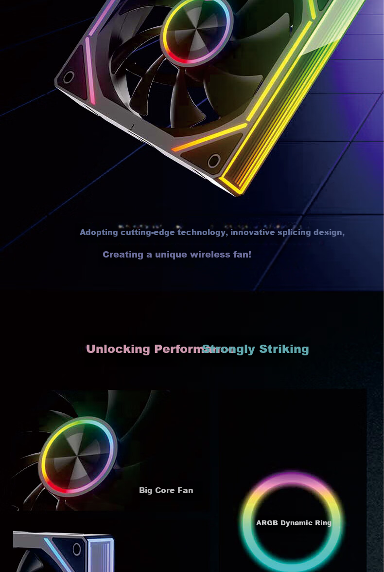 PowerTrain Prism 8RS Building Block Fan, 12CM Light Synchronization ARGB Case, Desktop Computer Cooling Fan, Infinite Mirror Light Effect, Single Pack, Black, Zhengye 2