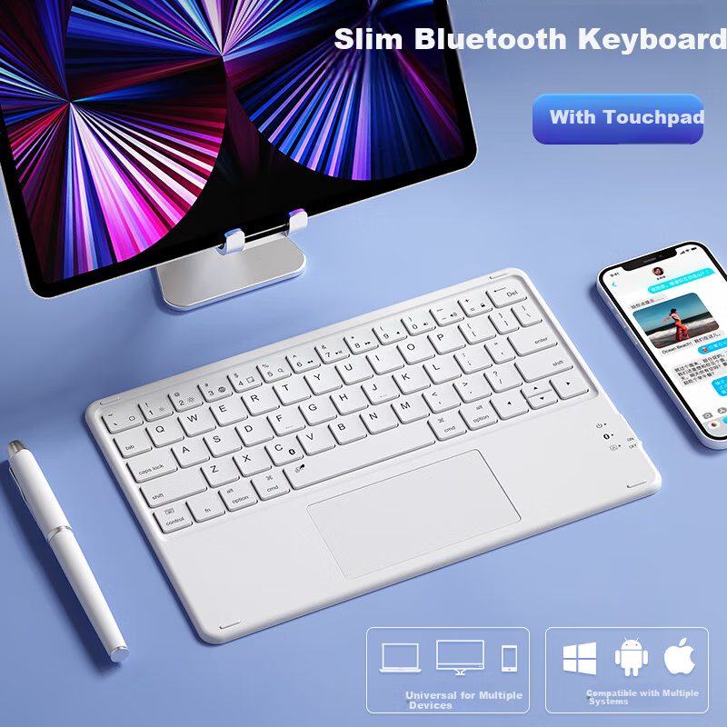 B.O.W Hangshi HB321 Ультратонкая Bluetooth беспроводная сенсорная клавиатура, белая