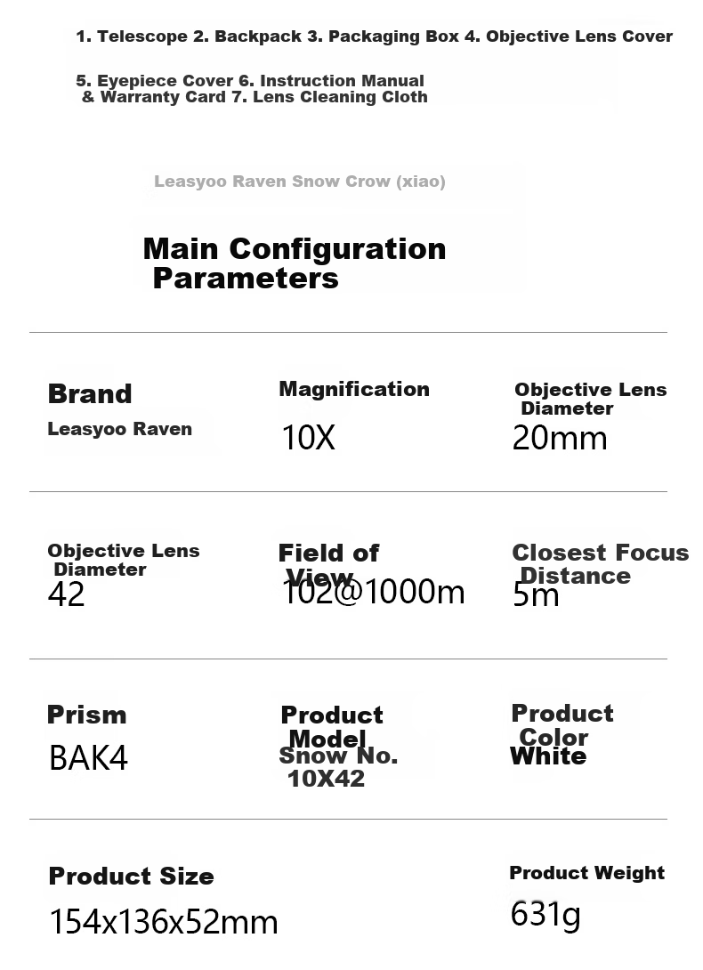 Leaysoo Snow Owl 10X42 Adult High-Definition High-Magnification Outdoor Binoculars for Concert Viewing, Professional Observation, And Smartphone Use 17