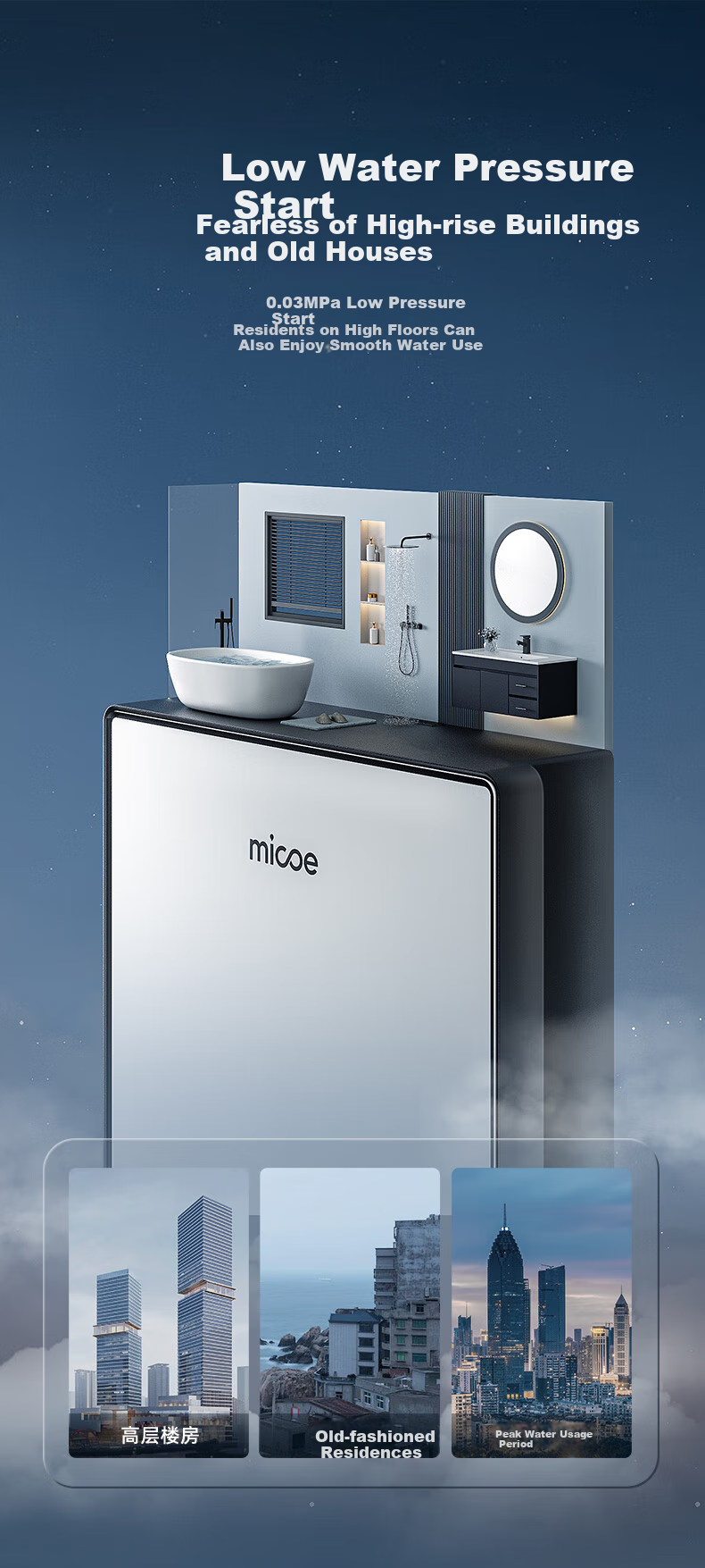 MICOE Instant Electric Water Heater for Home Use, Fast Heating Type, 8500W Variable Frequency Intelligent Constant Temperature, Tankless, No Storage Required, Small Heating And Boiling Machine DSK-H85 8
