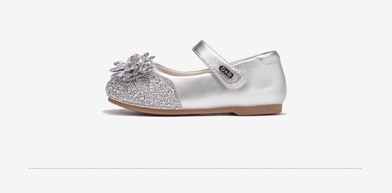 DAVE & BELLA Children's Crystal Leather Shoes, Sparkling Autumn Princess Shoes for Baby Girls, Mary Jane Sandals 4