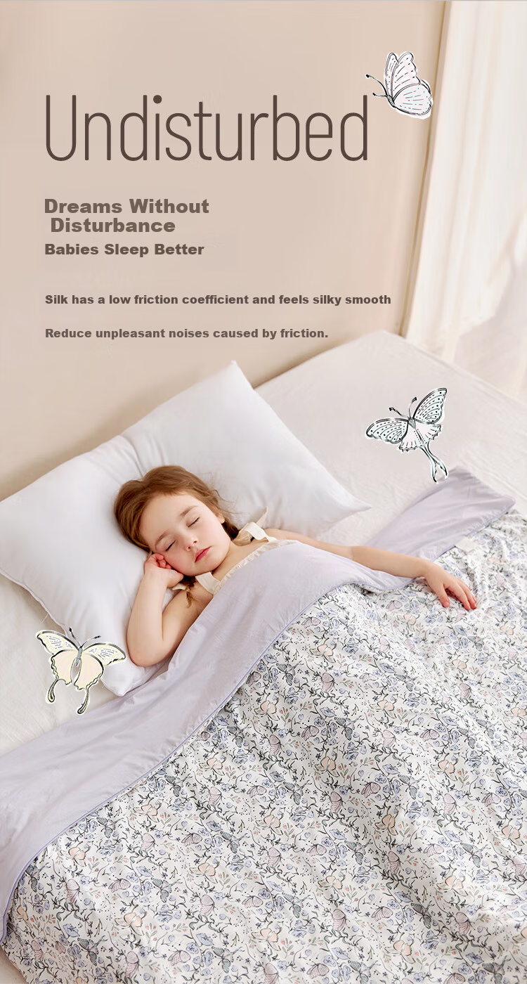 YEEHOO 100% Mulberry Silk Comforter, Washable, Maternal And Infant Class A Antibacterial, Anti-Mite Cooling Quilt, Air Conditioning Summer Cool Blanket, 105*140 5
