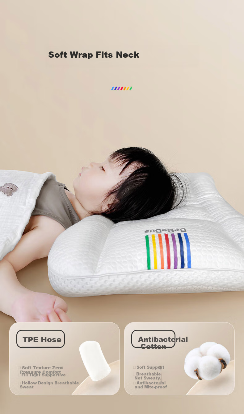 Bebebus Children's Pillow for Ages 10 And Up, Youth Pillow with Separate Neck And Spine Support, Breathable And Washable, Suitable for Elementary School Students 8