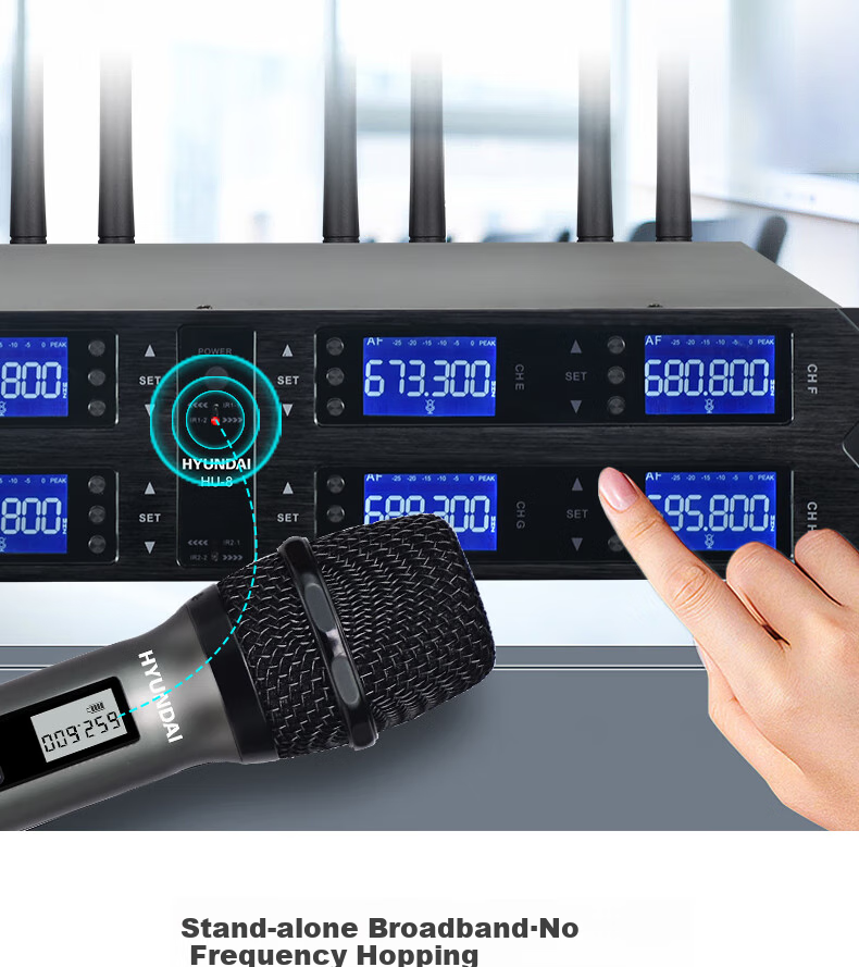 HYUNDAI One-to-Four Wireless Microphone Dual Handheld Dual Gooseneck UHF High-Fidelity Anti-Interference Auto Frequency Matching Anti-Howling Conference Room Podium Speech Training Broadcasting 8