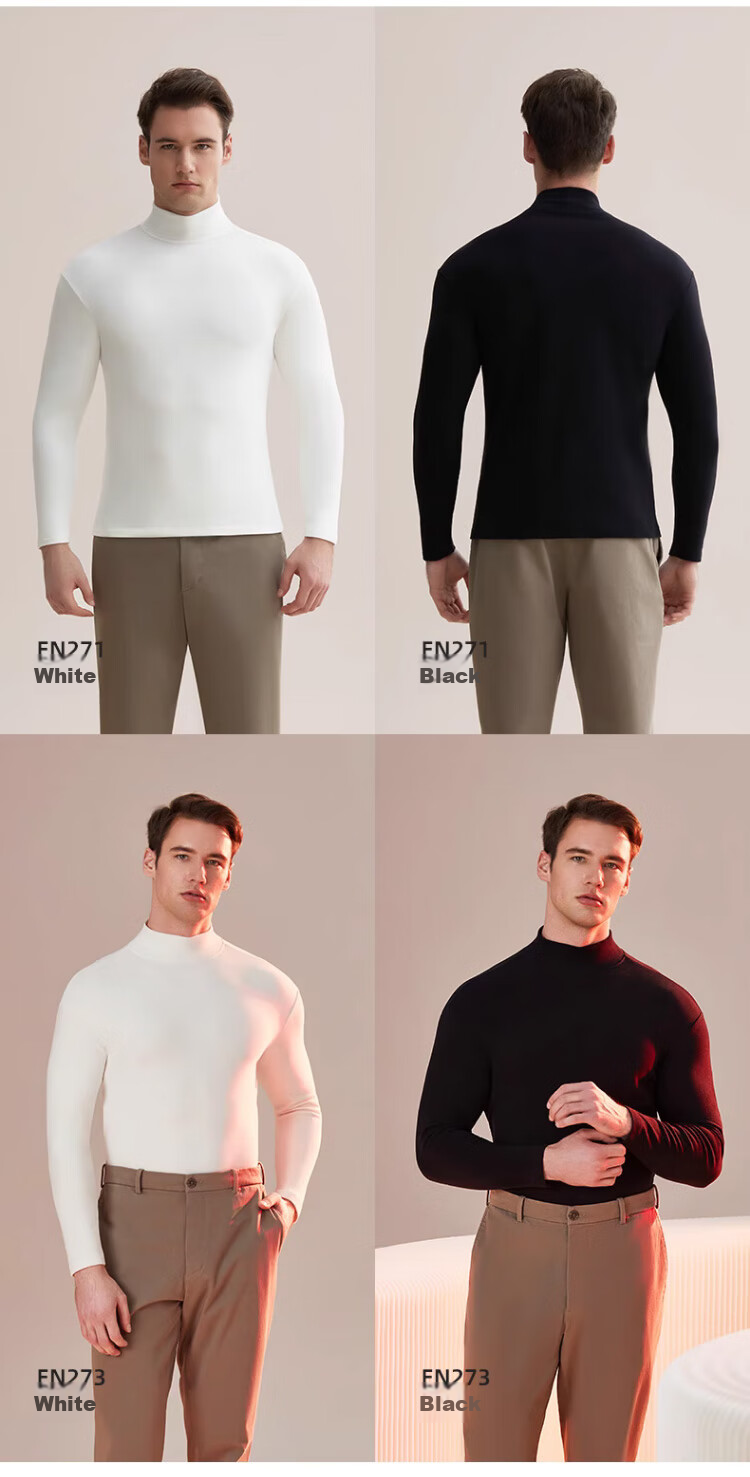 LangSha Men's Basic Undershirt, Spring And Autumn High Collar Solid Color Long Sleeve Undershirt, Slim Fit Inner Layer for Me 12