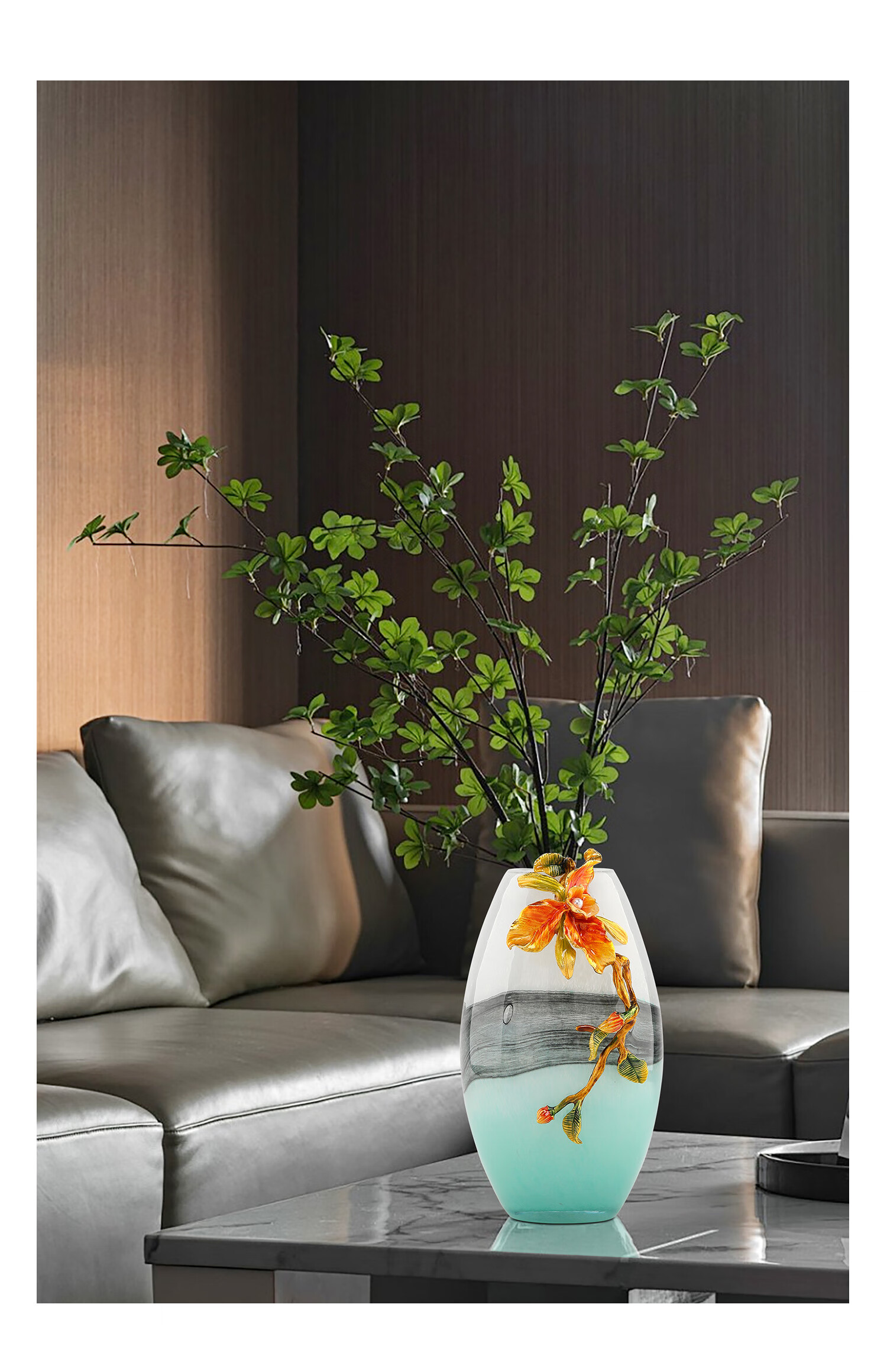 Mr. Nan Chu Enamel Colorful Floral Floating Fragrance Vase Ornament Flower Container for Living Room Study Bedroom Light Luxury High-End Housewarming Gift 3