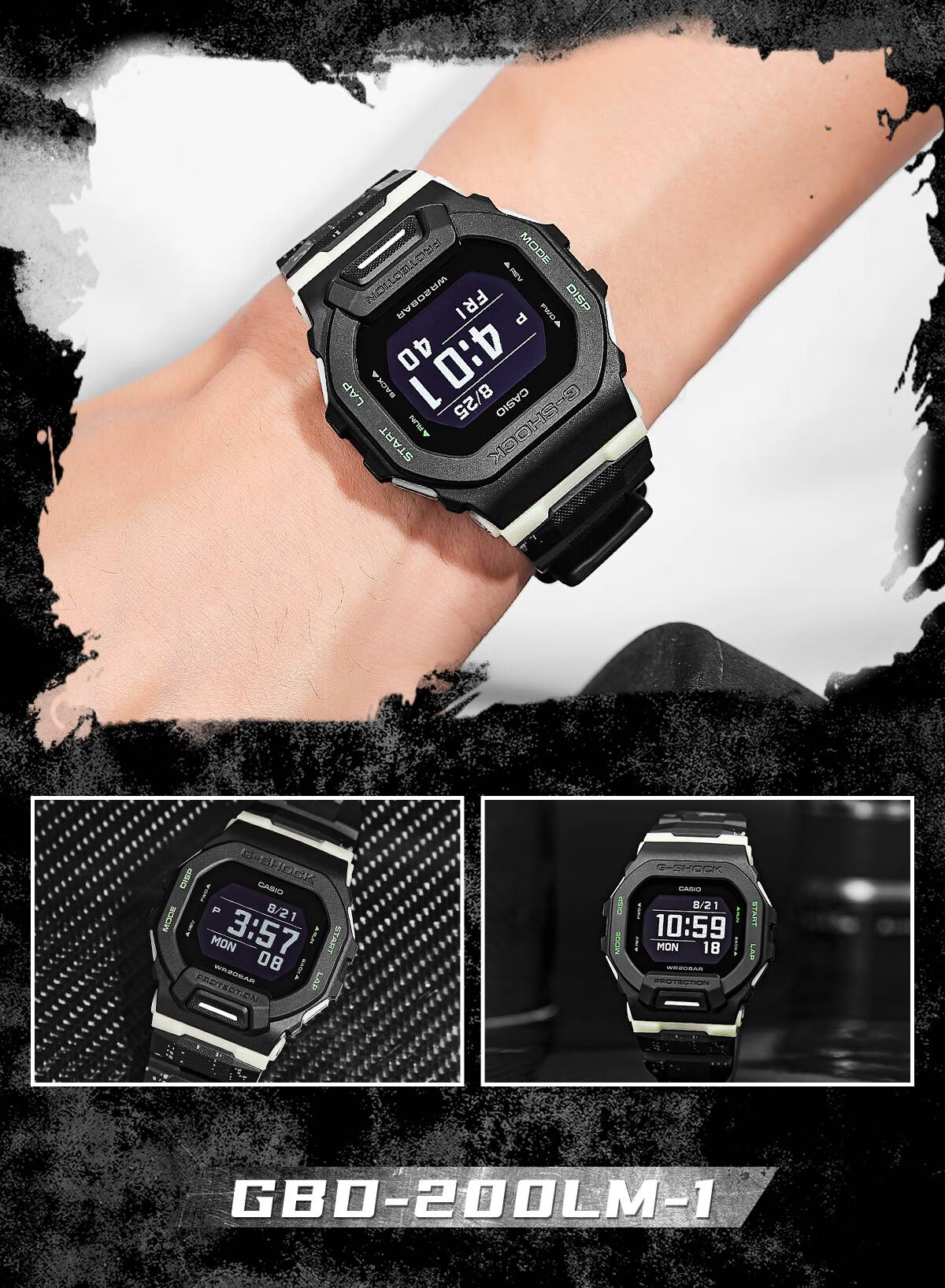 CASIO G-SHOCK Men's Watch, Waterproof, Bluetooth, Multifunctional, Running Sports, Electronic Display, Valentine's Day Gift, GBD-200 4