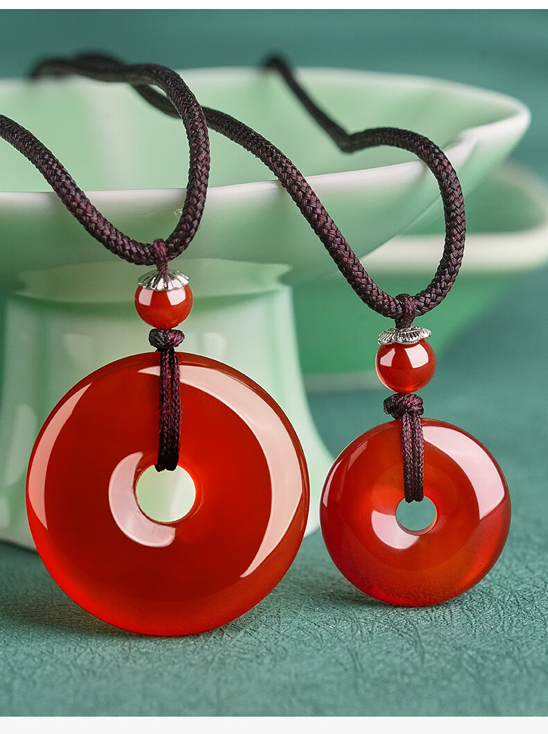 Putuo Mountain Red Agate Pendant Peace Buckle Necklace Pendant Unisex Jewelry Mother's Day Gift 11