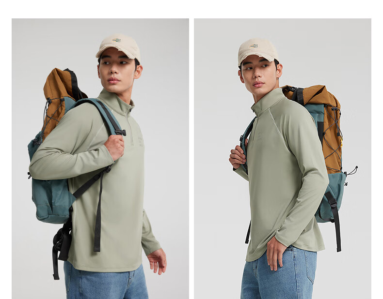 Metersbonwe Casual Long Sleeve Unisex 2025 Spring New Half-Zip Breathable Outdoor Sports T-Shirt 5