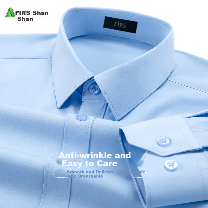 FIRS Long-Sleeve Shirt for Men, Spring And Autumn Season, Middle-Aged And Young Business Casual Solid Color Professional Formal Work Uniform Dress Shirt for Fathers And Men's Clothing