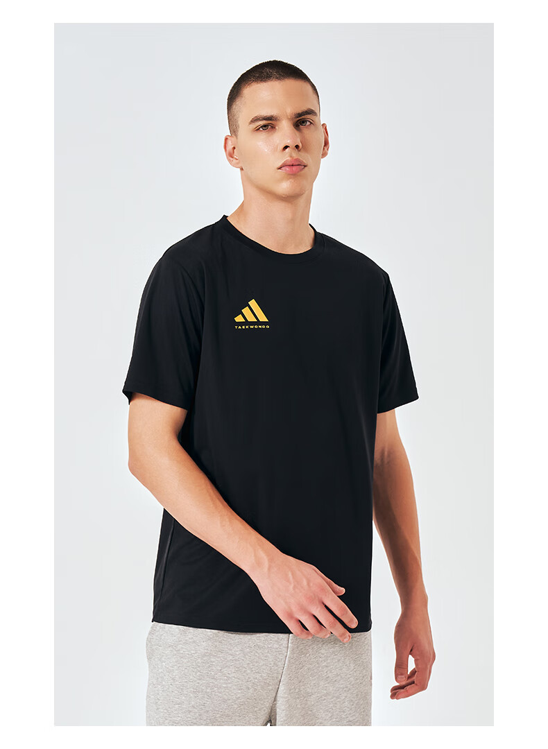 Adidas Men's Summer Sports Quick-Dry Breathable Lightweight Round Neck T-Shirt [Quick-Dry] Dark Gray L 13