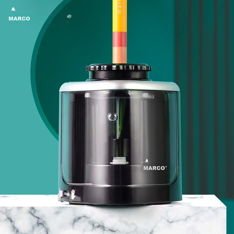 MARCO Electric Pencil Sharpener Accessory Series, Single-Hole Pencil Sharpener, Portable Safe Electric Pencil Sharpener for Children And Elementary School Students, OP400203E for Sketching And Drawing