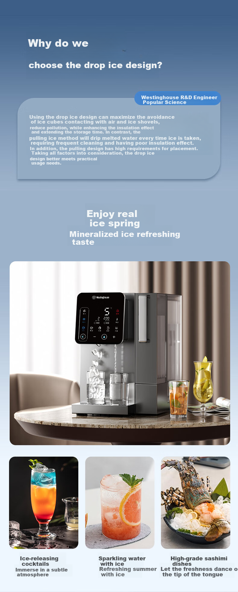Westinghouse Pittsburgh I5 Ice Maker And Water Purifier, All-In Cooling And Heating Machine with No Installation Required RO Reverse Osmosis Water Purifier, Integrated Hot And Cold Purification Direct Drinking Machine 9