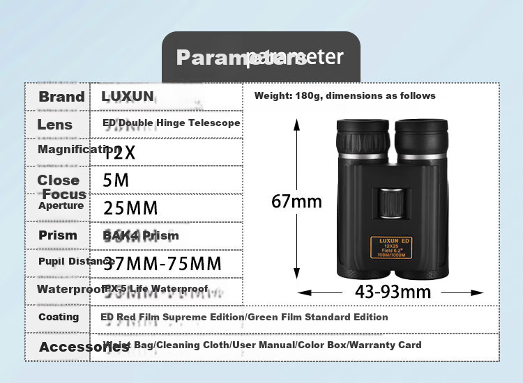 LUXUN Lieyu 3rd Generation Binoculars, High-Definition, High-Magnification, Military-Grade with Night Vision, Professional-Level Adult Outdoor Kilometer 4