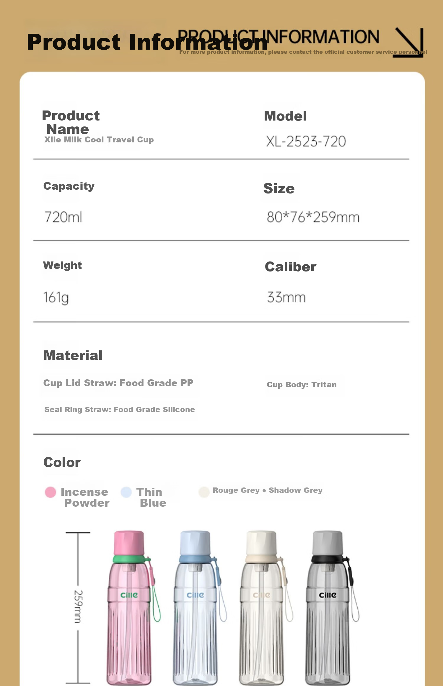 Cille Tritan Plastic Cup, Sports Water Bottle for Men And Women, Outdoor Fitness Straw Cup, Large Capacity Portable Handheld Cup 22