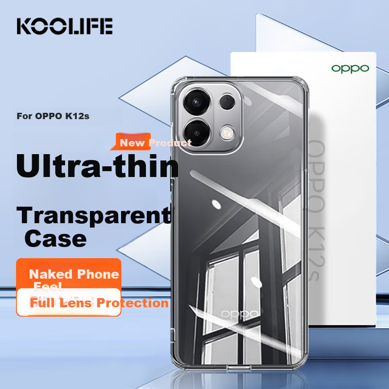 Прозрачный чехол KOOLIFE для OPPO K12S, мягкий, с полной защитой объектива, простой дизайн, приятный для кожи, противоскользящий