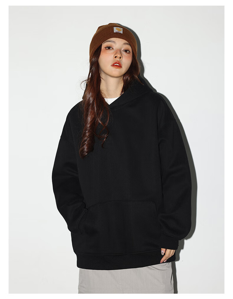 NASA GISS Men's Hoodie Loose Fit Solid Color Sports Sweatshirt Youth Long Sleeve Jacket Black M 27
