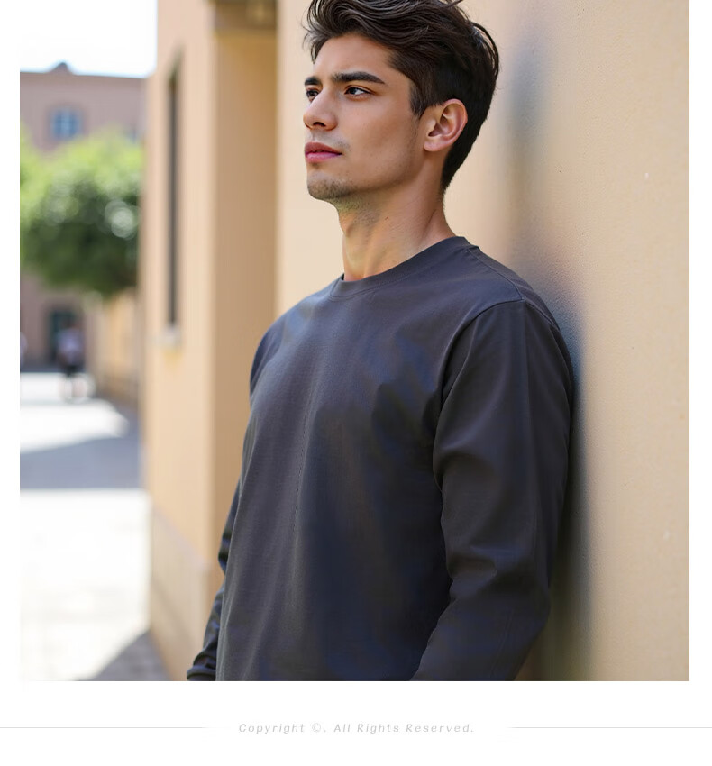 ROMON Men's Spring and Autumn Cotton Loose Long Sleeve Casual Fashion Pullover Sweatshirt 4