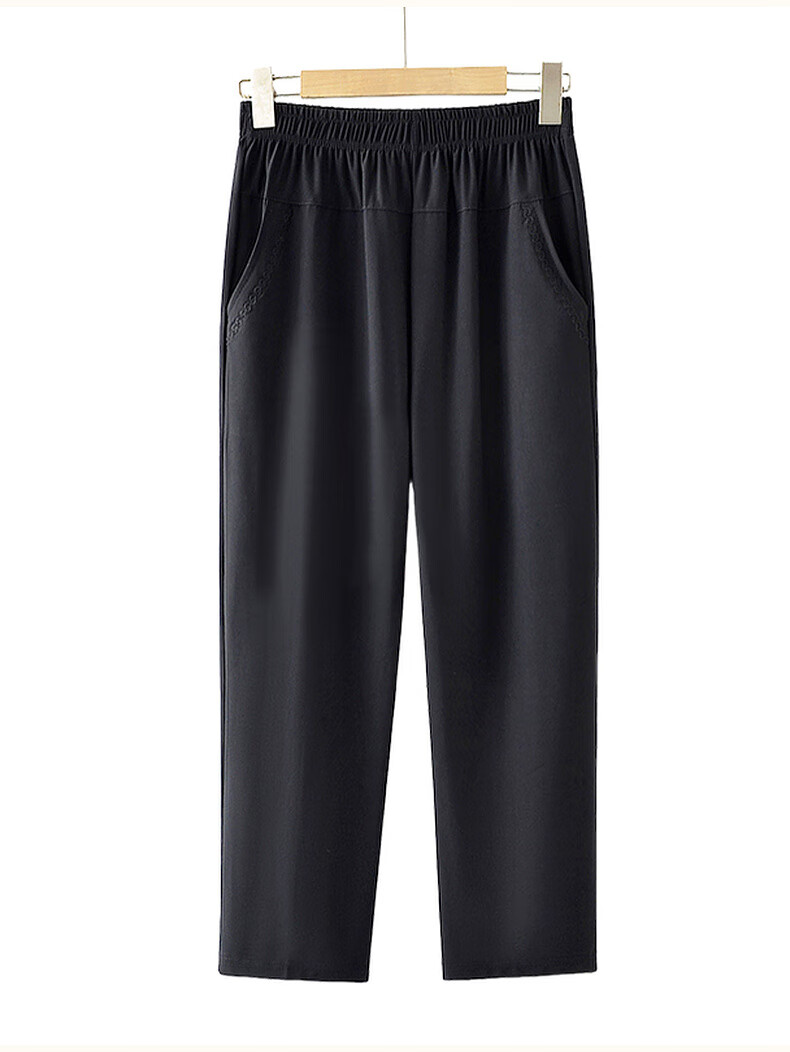 Fengxiao Mom's Thin Summer Ice Silk Grandma Pants Middle-aged and Elderly Women's Loose Fit Nine-point Pants 19