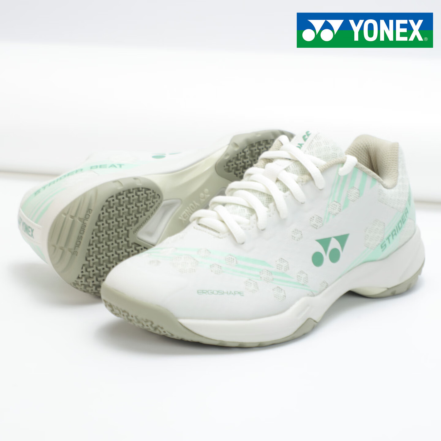 Кроссовки для бадминтона YONEX SHBSRB1EX унисекс, противоскользящие, износостойкие, с амортизацией, цвет: мятно-зеленый, размер 39