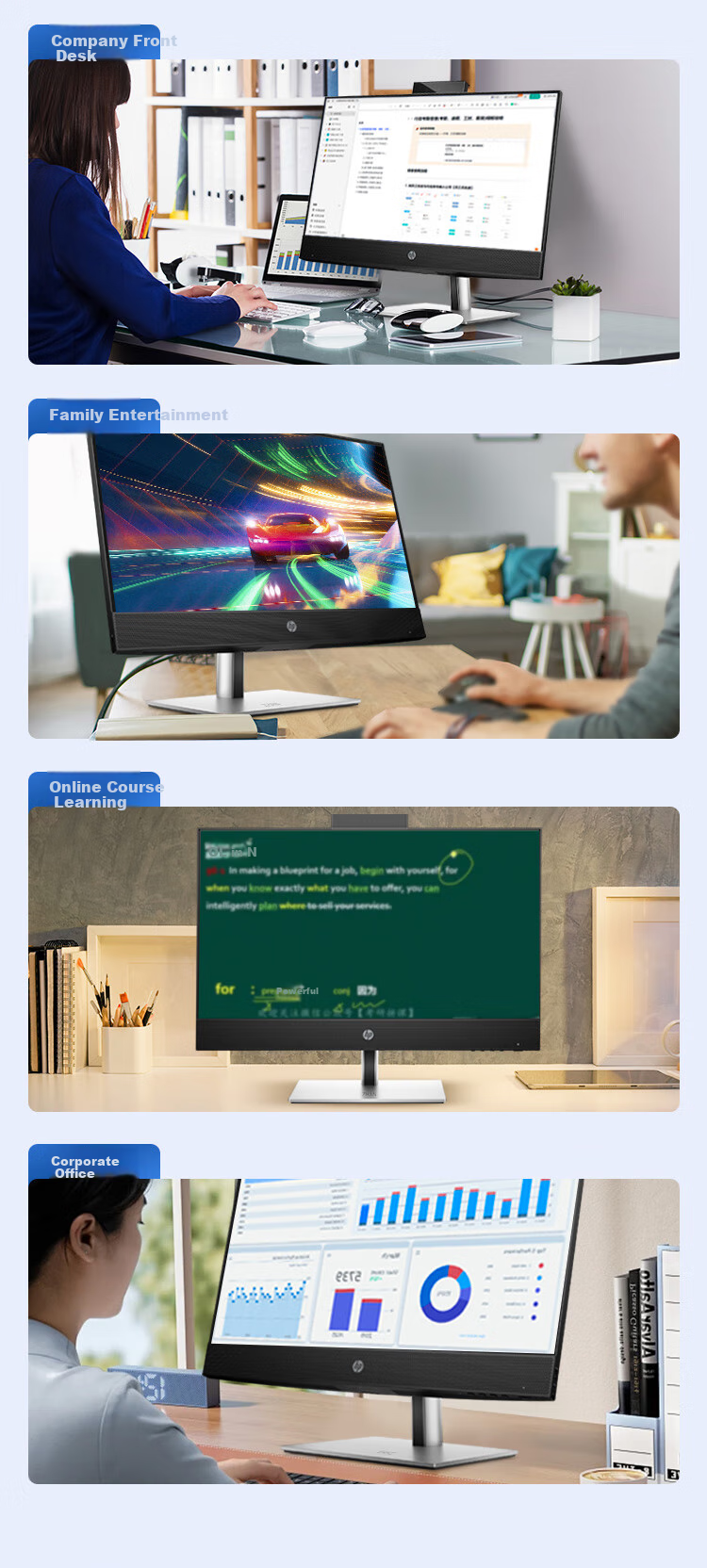 HP Zhan 99 High-End All-in-One Desktop Computer (14th Gen i7-14700, 16GB RAM, 512GB SSD) 23.8-inch Eye-Care Large Screen Office Learning Productivity Business 9