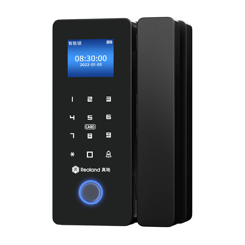 Realand Glass Door Fingerprint Lock, Access Control Smart Electronic Password Lock, Office Glass Door Lock, No Drilling Required, No Wiring Needed, Bluetooth Mini Program Attendance Lock, ZD-108