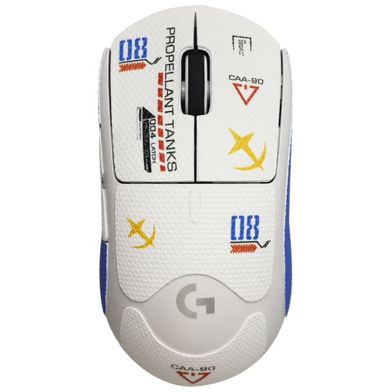 Huoxi Gpw2 Mouse Anti-Slip Sticker, Dog Shit King Second/Third/Fifth Generation Sticker, Sweat-Absorbing Anti-Slip Anti-Scratch Gaming Mouse Pad, GPW2/3/5 Generation Blue And White Gundam Full Coverage