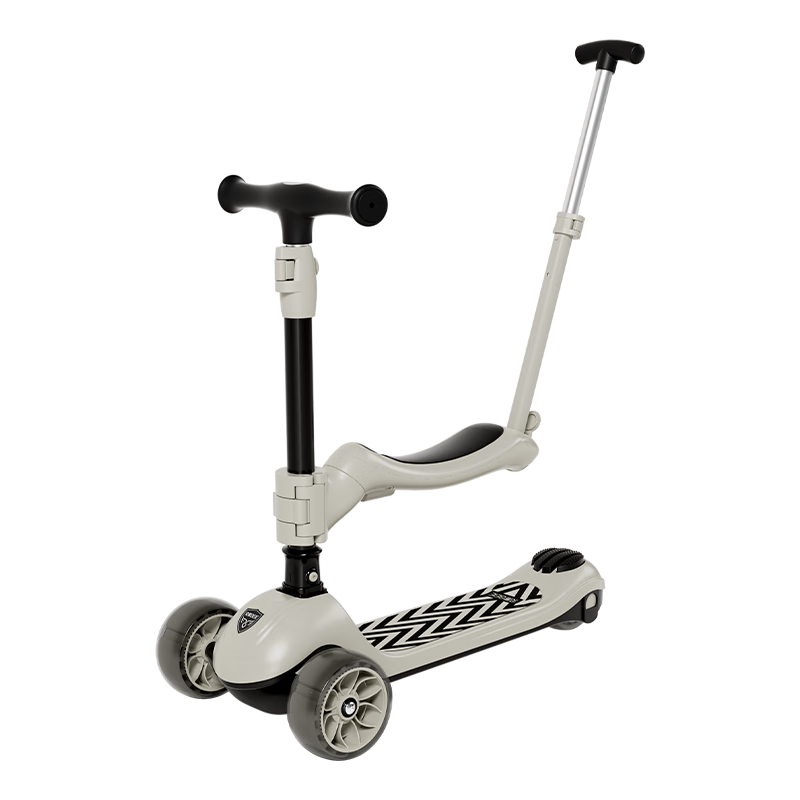 BEIESTATE Premium 3-In Scooter for Children Aged 1-3 Detachable Foldable Birthday Gift Mica Gray