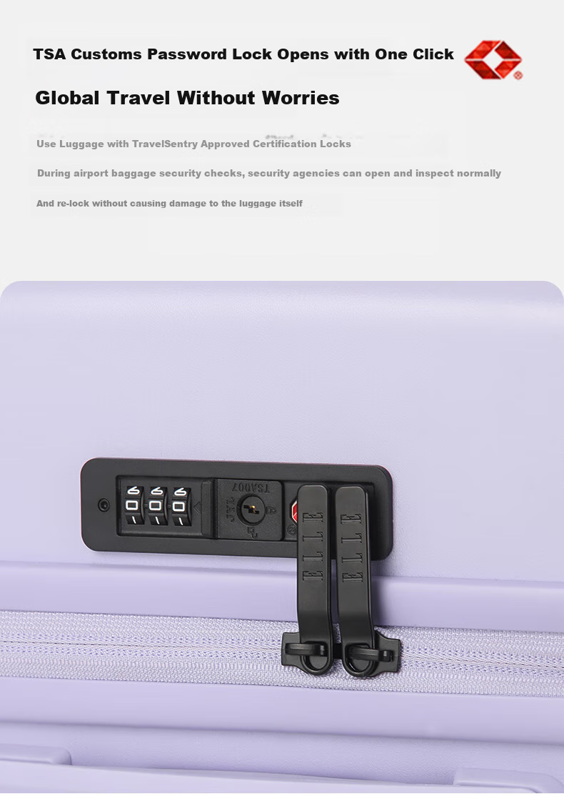 ELLE Luggage Suitcase for Women And Men, Large Capacity Travel Case with Password Lock And Zipper, Carry-On Size 20 Inch Purple 6