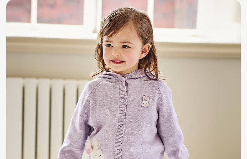DAVE & BELLA Children's Sweater Cardigan, Girls' Knitted Top, Baby Girl Hooded Cardigan, Autumn Wear 10
