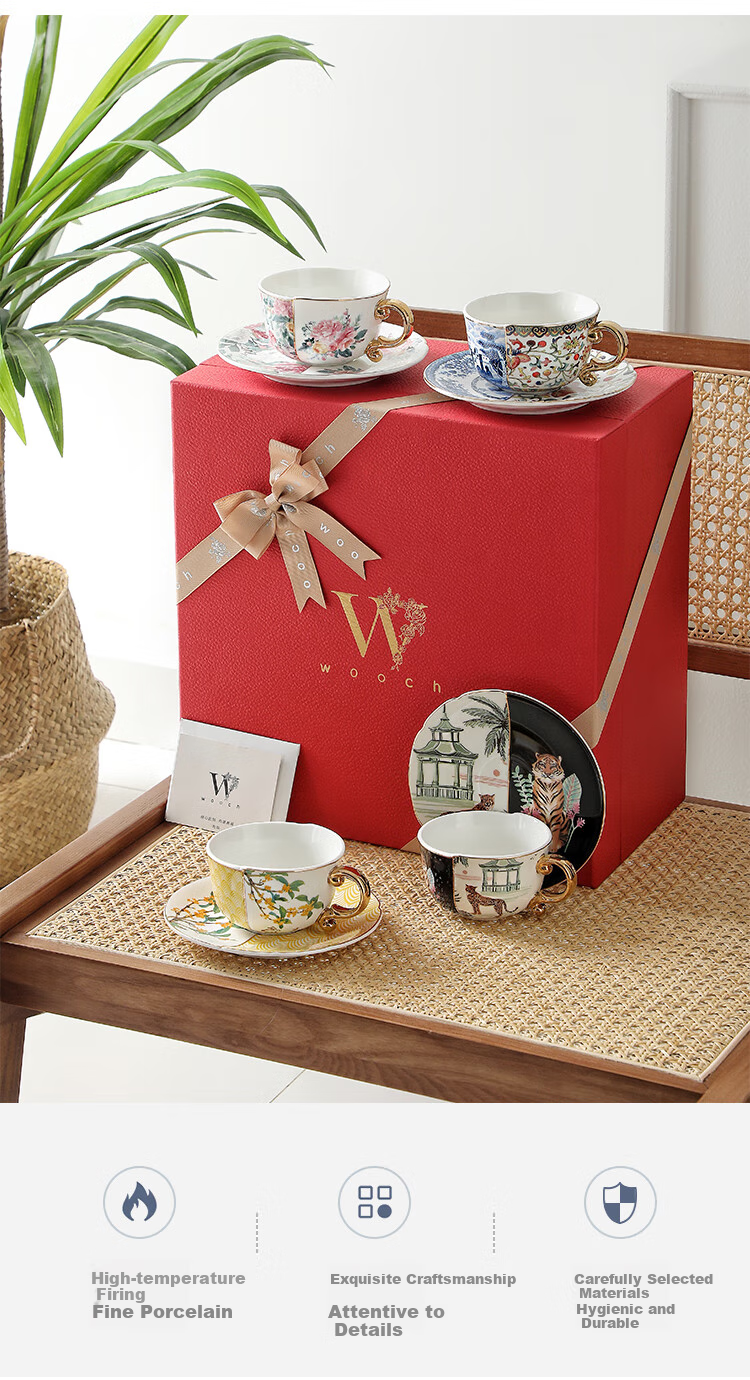 WOOCH [Mid-Autumn Festival Gift] Coffee Cup And Saucer Set, Wedding Gift Box Set, Couples Water Cups, Housewarming Gift 2