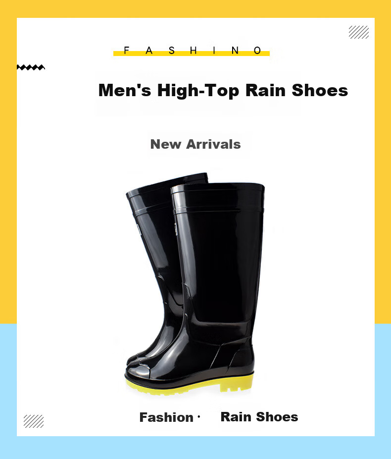 RENBEN Men's Classic Waterproof Shoes, Outdoor Wear-Resistant Rubber Shoes, Non-Slip Rain Boots, Overshoes, 898 Tall Boots, Size 41 1