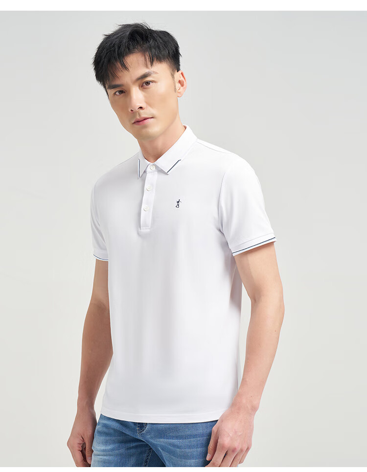 Caizi Men's Polo Shirt Short Sleeve Summer Business New Xinjiang Cotton Breathable Cool Color-Block Collar T-Shirt Versatile Top 9