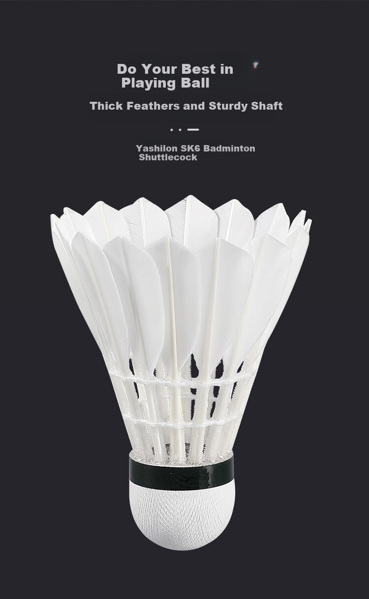 RSL Badminton Goose Feather Shuttlecocks, 12 Pieces Per Tube, Durable And Stable Flight for Competition And Training, SK.6 Size, Speed 76 3
