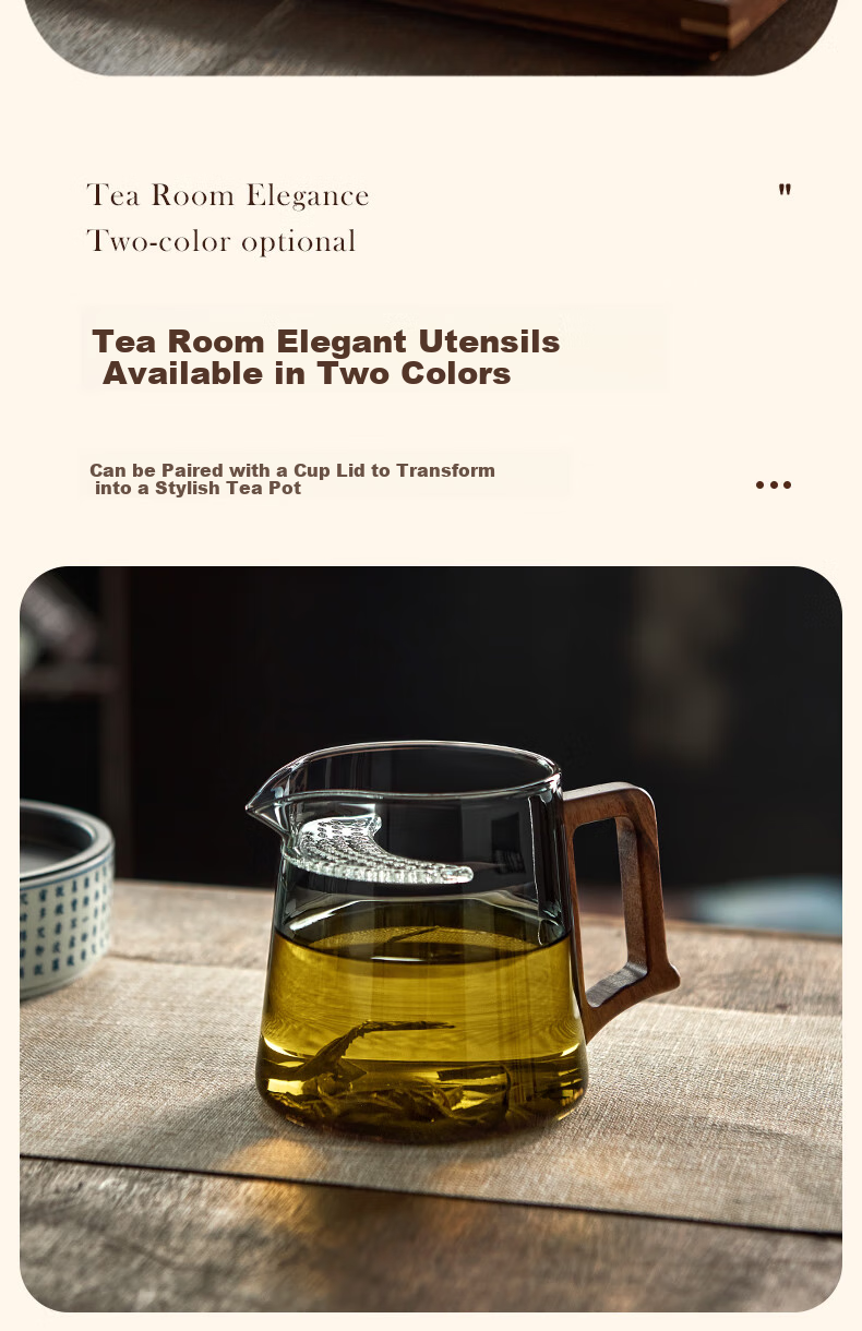 YIHUTEA Fair Cup Glass Teapot, Crescent-Shaped Filter, Specialized Tea Accessory for Green Tea, Glass Tea Divider with Tea Strainer 9