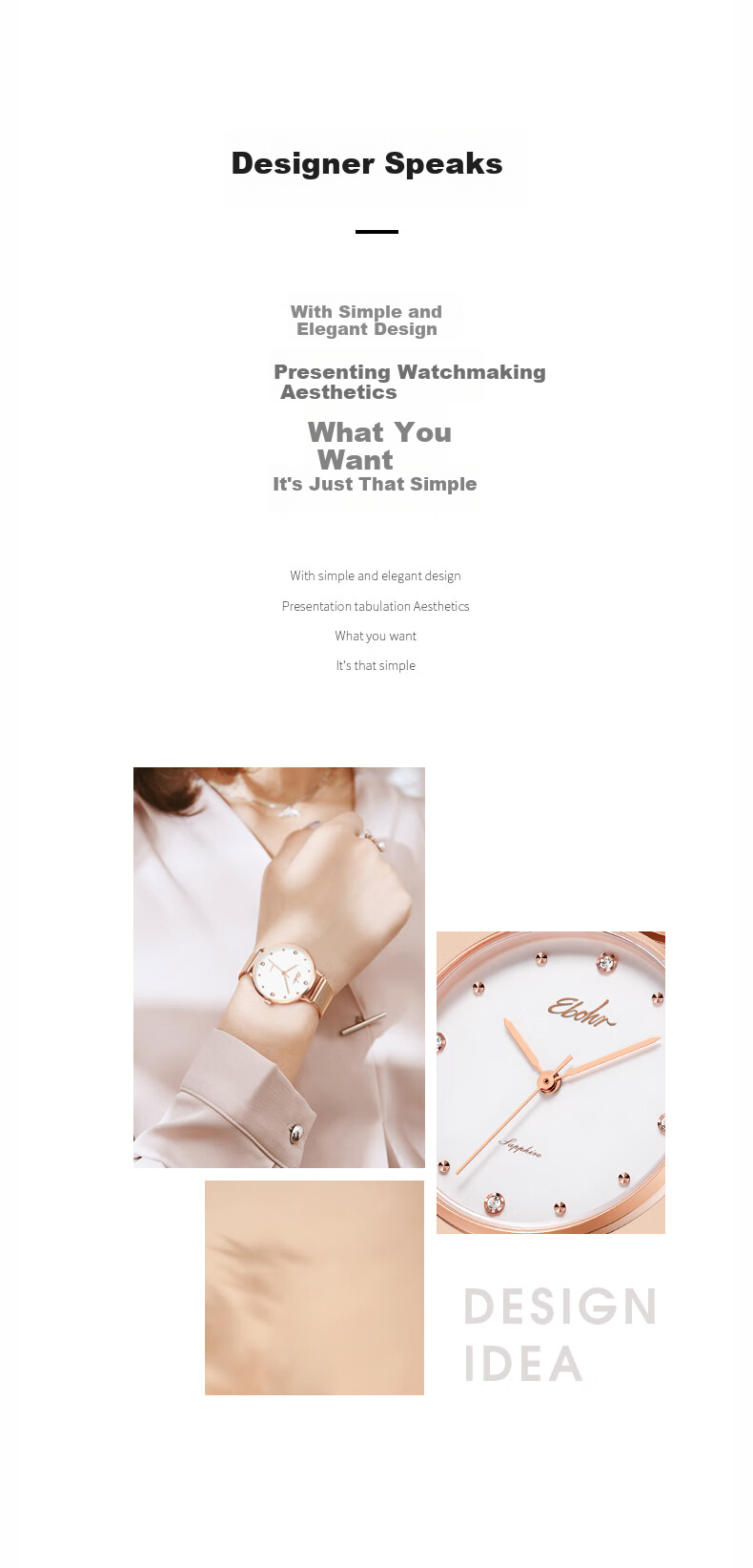 EBOHR Women's Watch, Kana Series INS Simple Quartz Ladies Watch, Birthday Mid-Autumn Festival Gift, 51500122 for Girls 2
